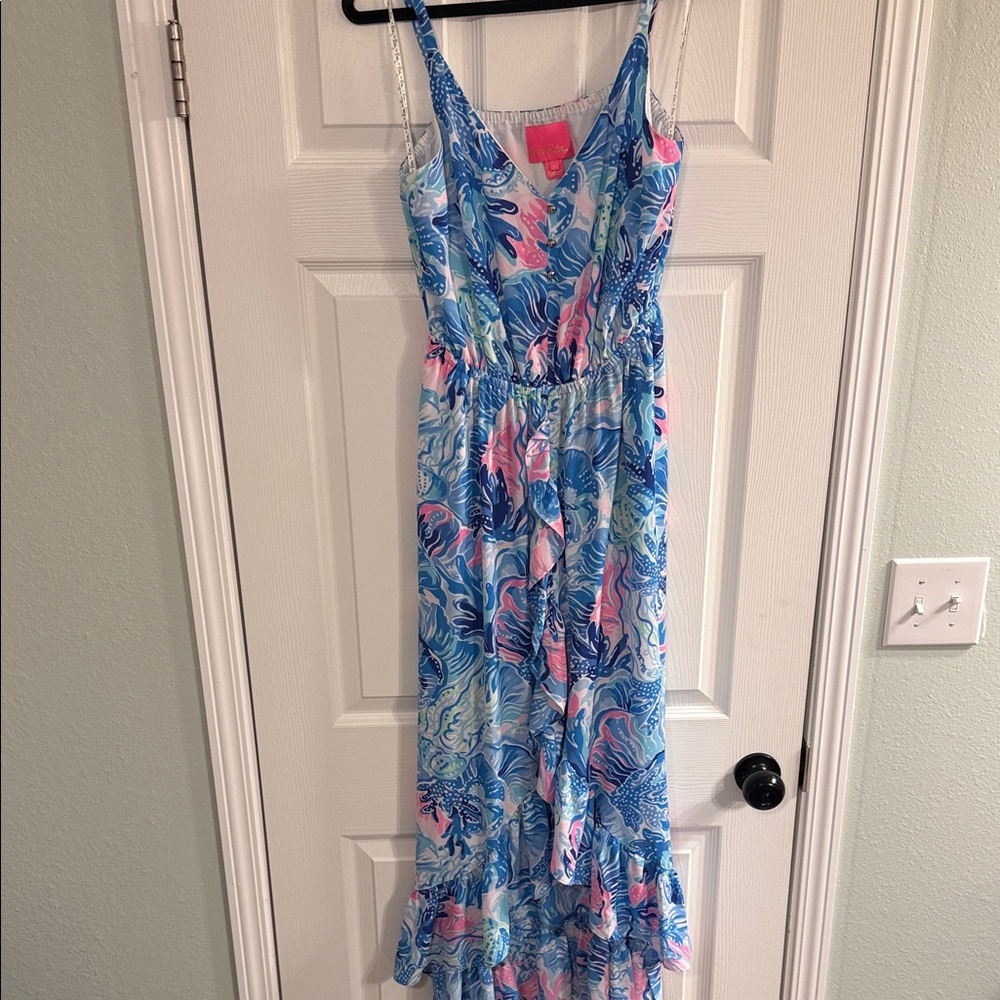 Lilly Pulitzer Blue and Pink Maxi Dress